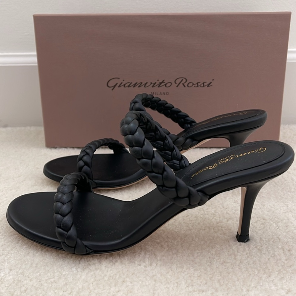 Gianvito Rossi Nappa Black Sandals, NWT, Brand New in Box